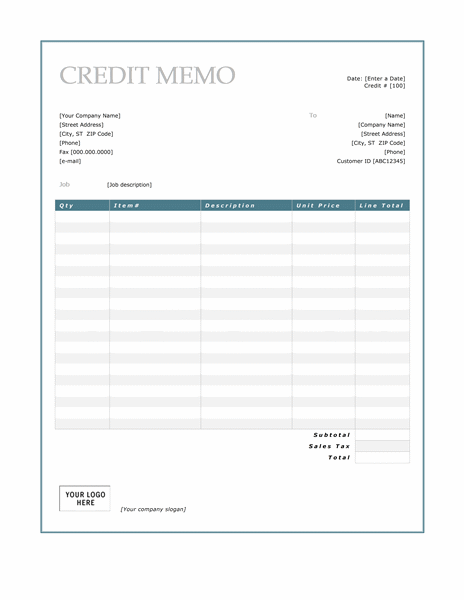 11 Free Credit Memo Templates My Word Templates 2919