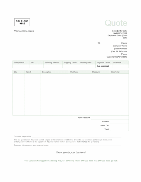 Quotation Template My Word Templates