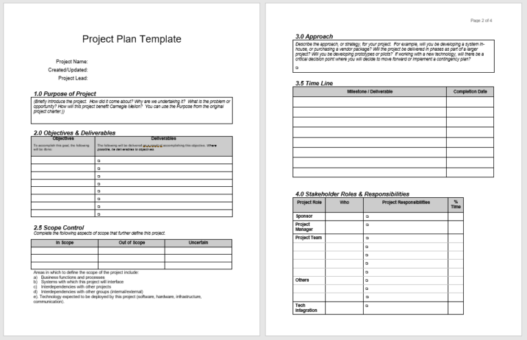 Project Plan Templates - 18 Free Sample Templates - My Word Templates