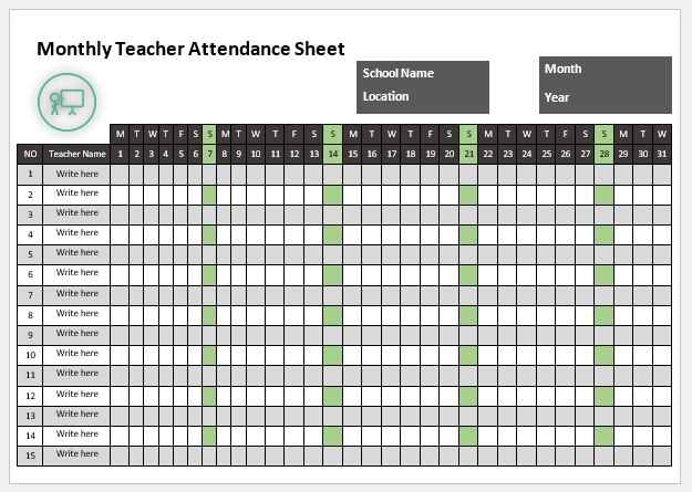 11 Free Teacher Attendance Sheet Templates My Word Templates 4234