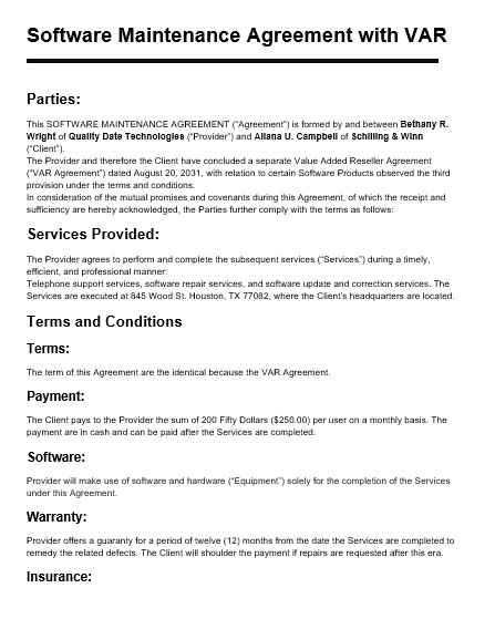 Maintenance Agreement Template 08