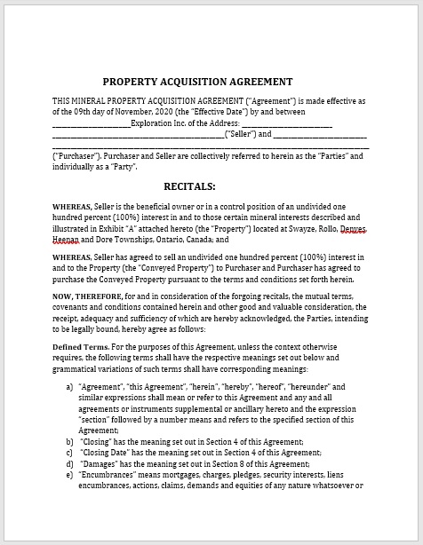 Property Agreement Template 10