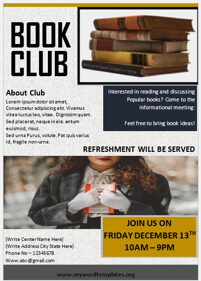 10+ Free Book Club Flyer Templates - My Word Templates