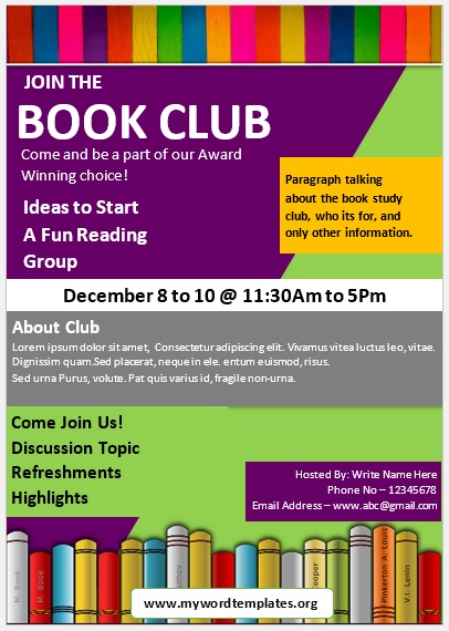 10 Free Book Club Flyer Templates My Word Templates