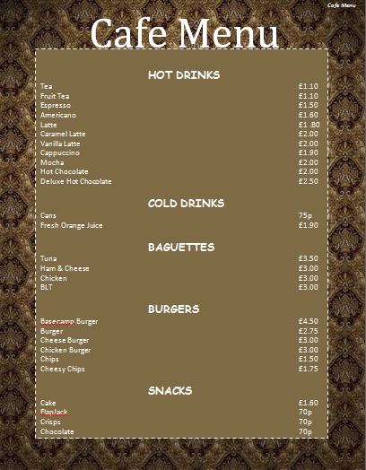 11 Free Caf Menu Templates My Word Templates