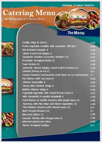 Catering Menu Template 03