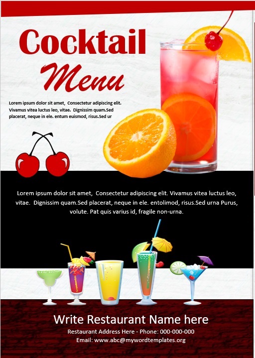 Cocktail Menu Template