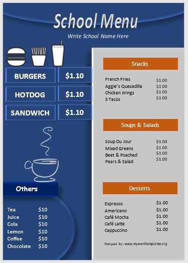 School Menu Template 05