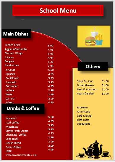 School Menu Template 06