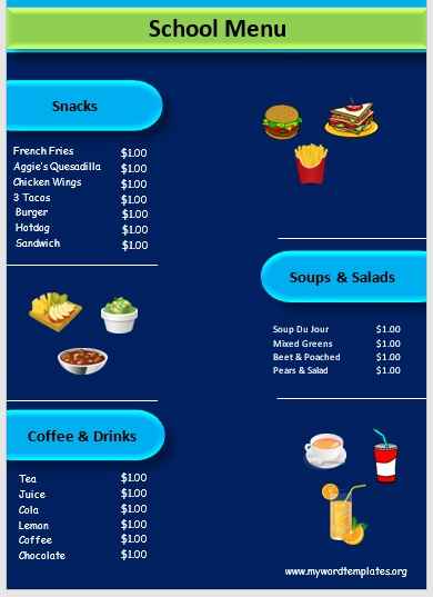 School Menu Template 07