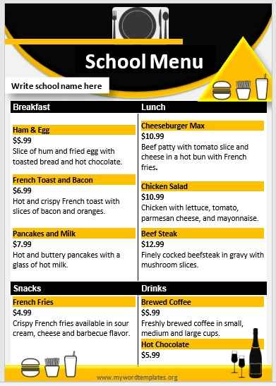 School Menu Template 09