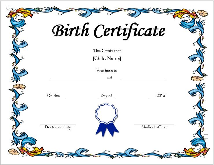 Free Puppy Birth Certificate Template Microsoft Word