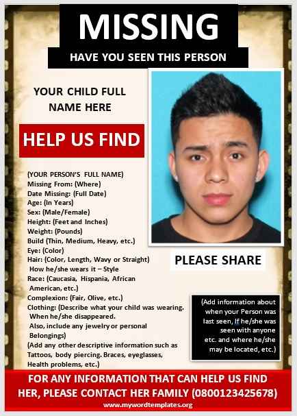 Missing Person Poster Template 09