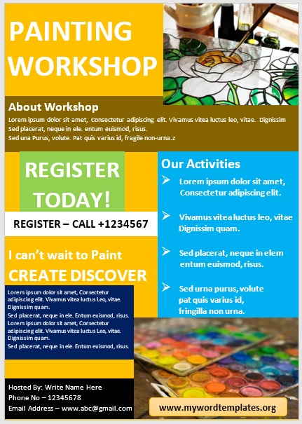 Painting Workshop Flyer Templates - My Word Templates