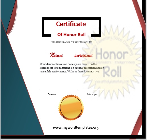 Honor Roll Certificate Template 08