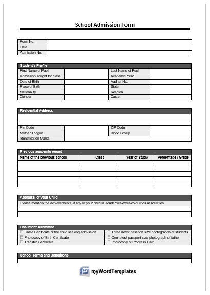 ediable school admission form 