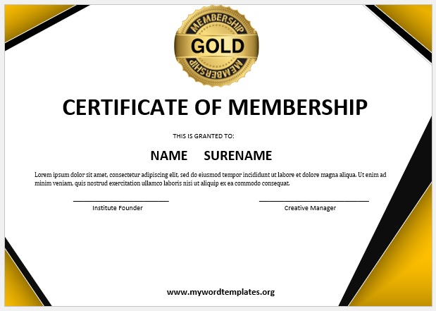 Membership Certificate Templates My Word Templates