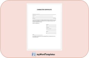 character certificate template