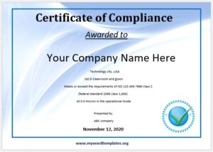 Compliance Certificate Templates - My Word Templates