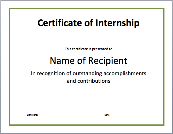 Internship Certificate Templates 7 Free Microsoft Word Templates