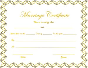 Marriage Certificate Templates - My Word Templates