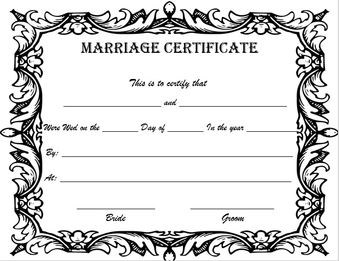 Marriage Certificate Templates My Word Templates