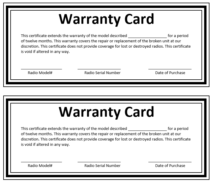 Warranty Certificate Template My Word Templates