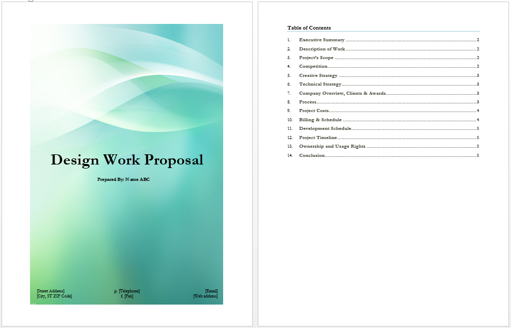 Design Work Proposal Template Microsoft Word Templates