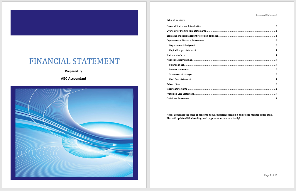 Financial Statement Template My Word Templates