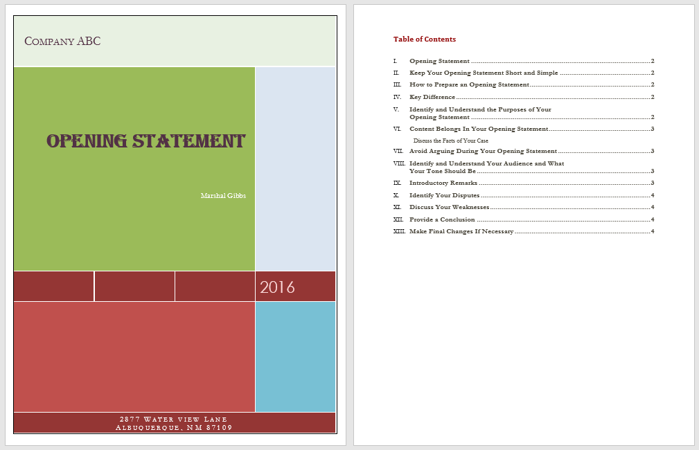 Opening Statement Template