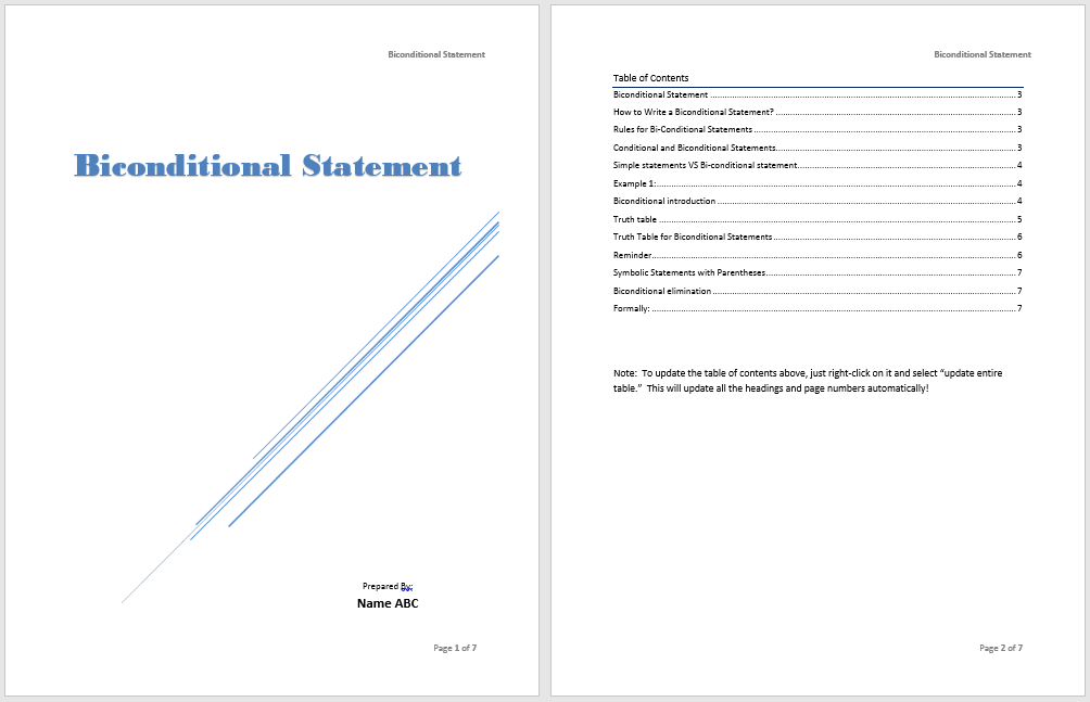 Biconditional Statement Template