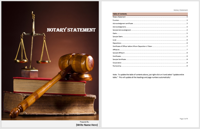 Notary Statement Template My Word Templates 4902