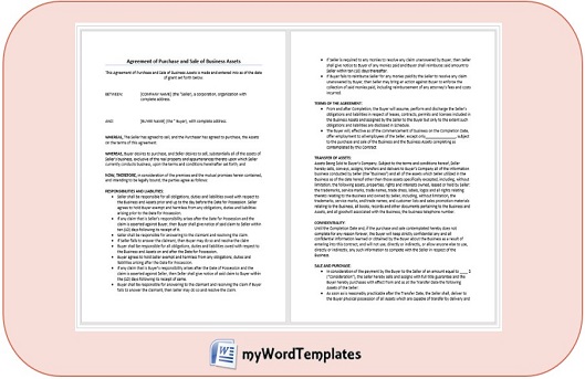 sample agreement of purchase and sale of business assets.