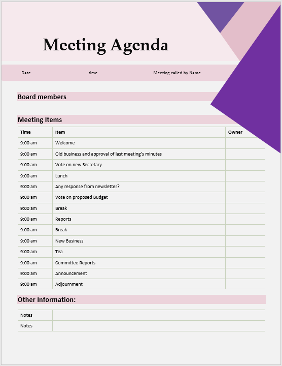 Free Meeting Agenda Template Microsoft Word Master Template