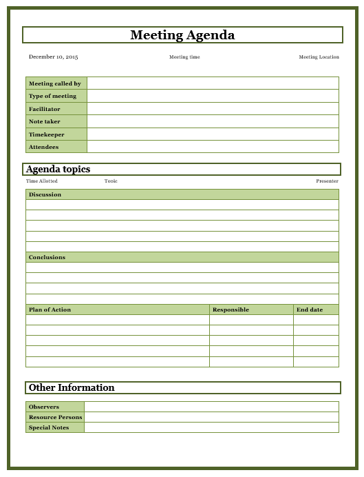 Free Meeting Agenda Templates For Word