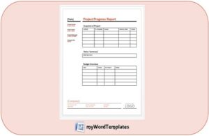 project progress report template