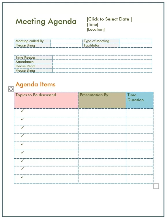 Formal Meeting Agenda Template