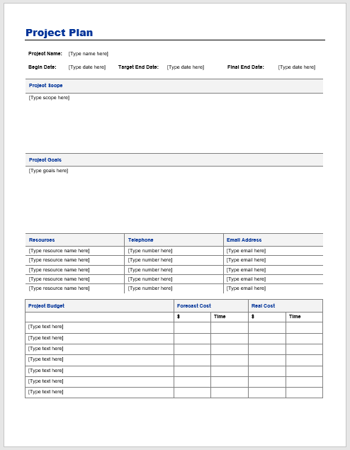 Project Plan Templates 18 Free Sample Templates Microsoft Word | Hot ...