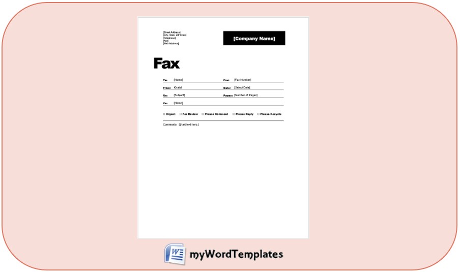 Fax cover sheet template image