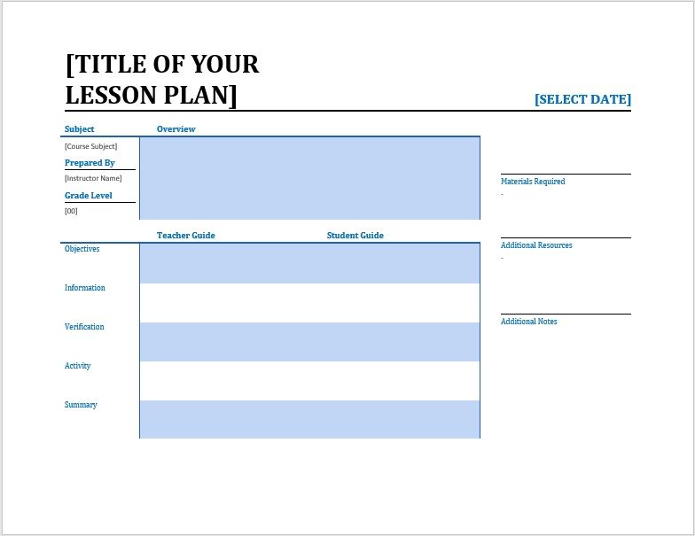 Aat Lesson Plan Template