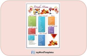 Drinks bar menu template