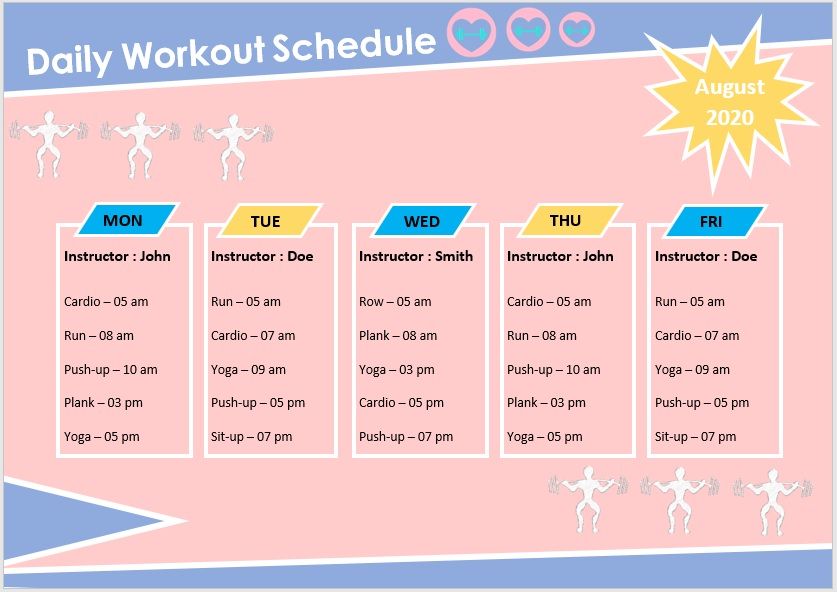 Daily Workout Schedule Template 01