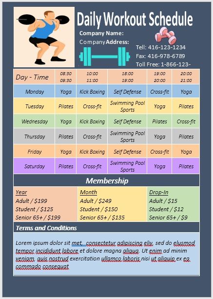 Daily Workout Schedule Template 07