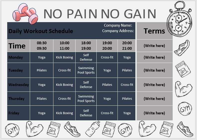 Daily Workout Schedule Template 09