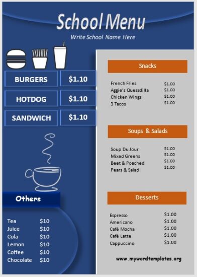 School Menu Template 05