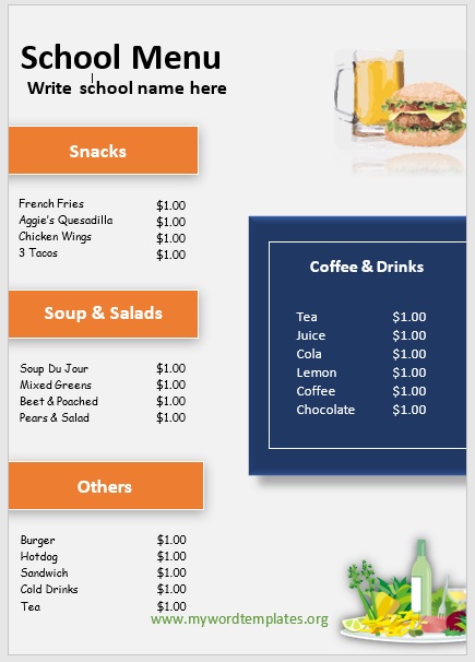 School Menu Template 10