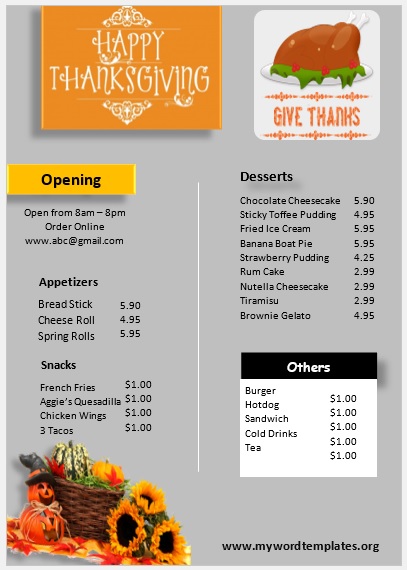 Thanksgiving Menu Template 02