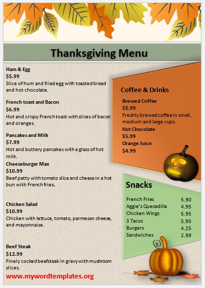 Thanksgiving Menu Template 07