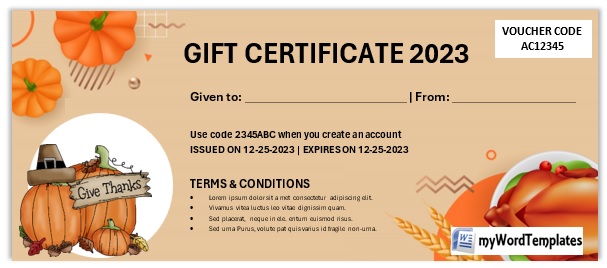 new thanks giving gift certificate template