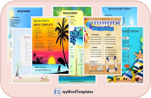 Beach Party Menu Templates